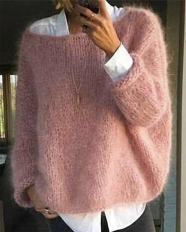 Women’s Soft Fluffy Off-Shoulder Ribbed Knit Sweater