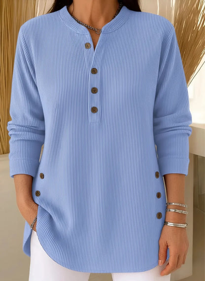 Women’s Soft Lightweight Knit Sweater with Button Neck Detail