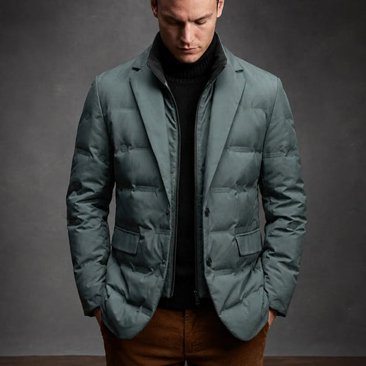 Men’s Quilted Down-Insulated Tailored Blazer