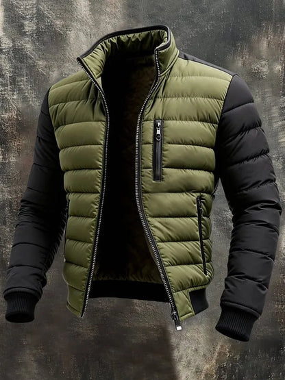 Men’s Quilted High-Neck Tailored Casual Jacket