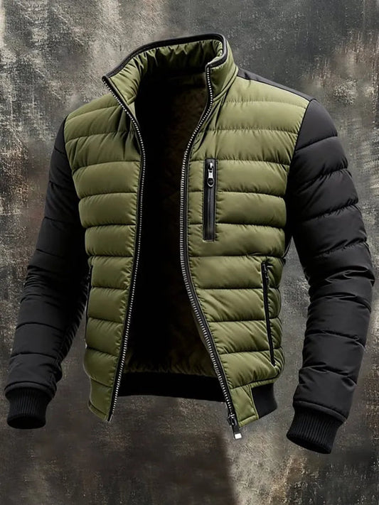 Men’s Quilted High-Neck Tailored Casual Jacket