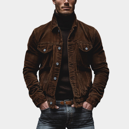 Men’s Ribbed Notch-Lapel Utility Chore Jacket