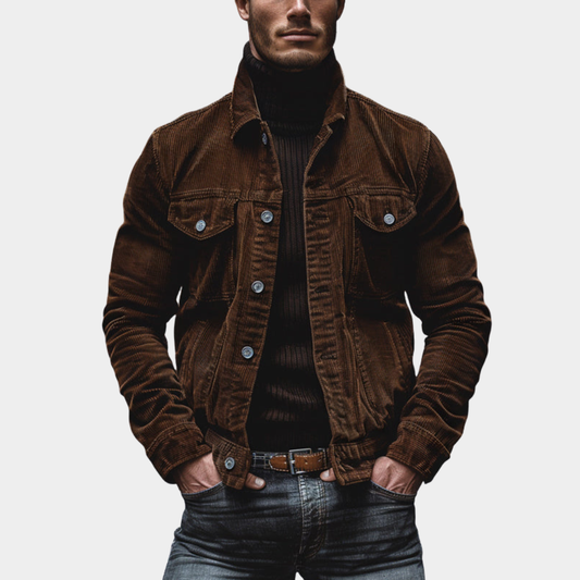 Men’s Ribbed Notch-Lapel Utility Chore Jacket
