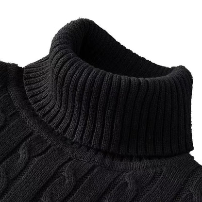 Men’s Textured Cable Knit High-Neck Sweater