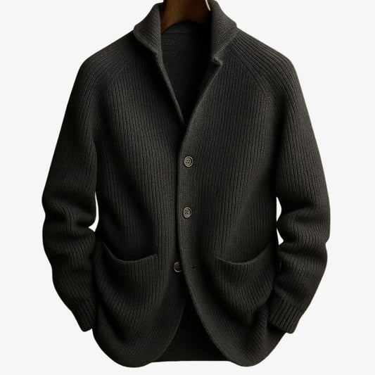 Men’s Ribbed Cotton-Blend Button-Up Knit Cardigan