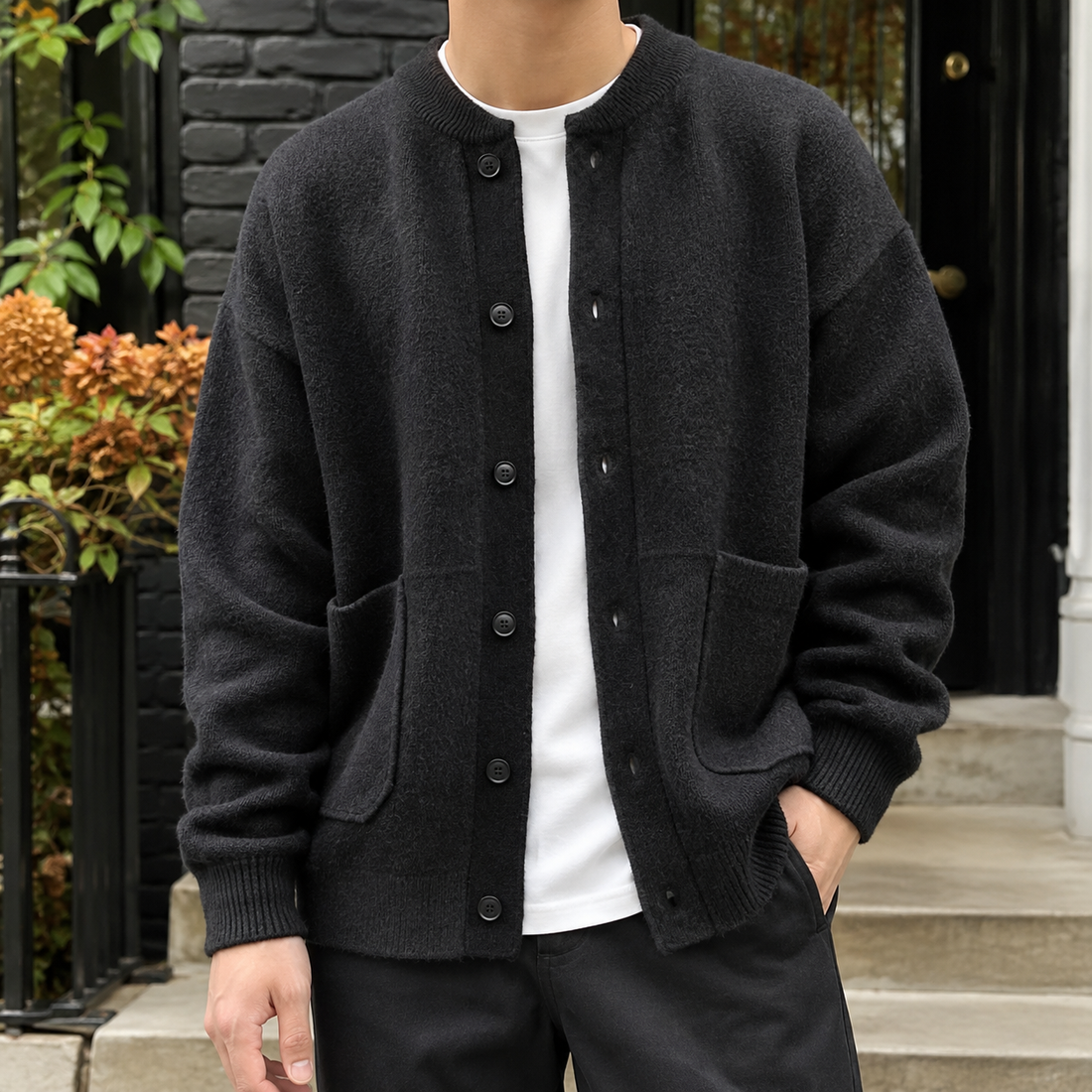 Men’s Relaxed Wool Knit Button Cardigan