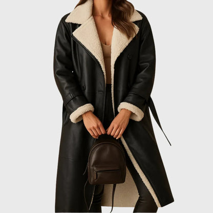 Women’s Long Quilted Winter Coat with Secure Zip and Button Closure