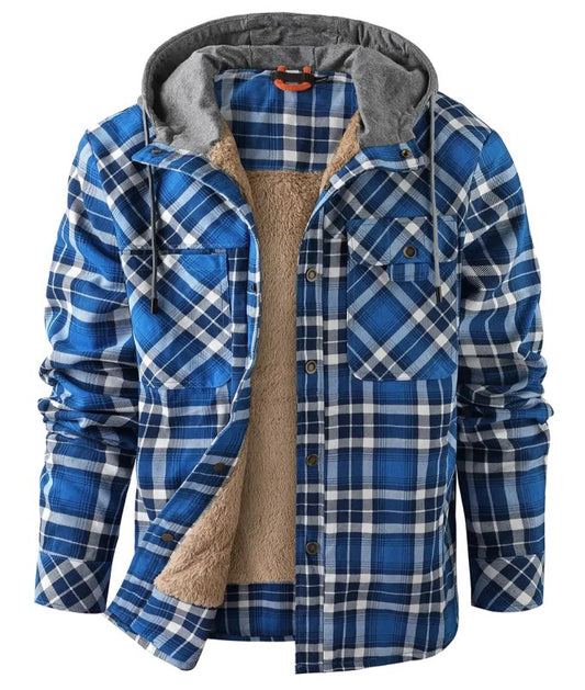 Men’s Printed Fleece-Lined Hooded Shirt Jacket
