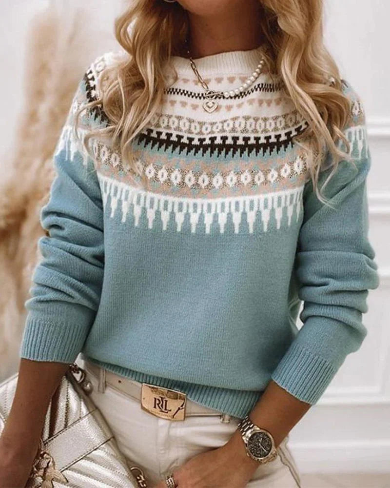 Women’s Scandinavian Pattern Relaxed Knit Sweater