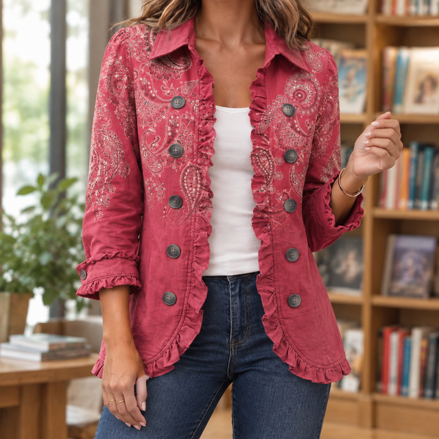 Women’s Tailored Paisley Ruffle Jacket