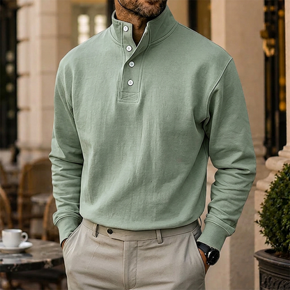 Men’s Cotton Relaxed Polo-Collar Sweatshirt