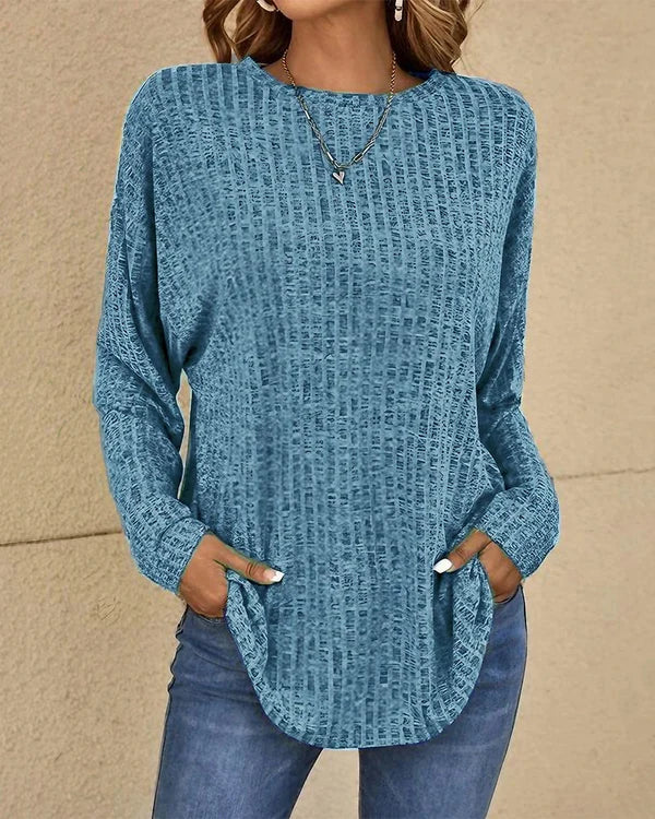 Women’s Soft Cotton Blend Crew Neck Long-Sleeve Sweater