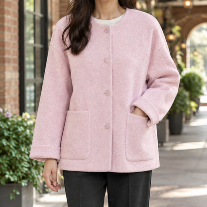 Women’s Relaxed Wool Button-Front Short Jacket
