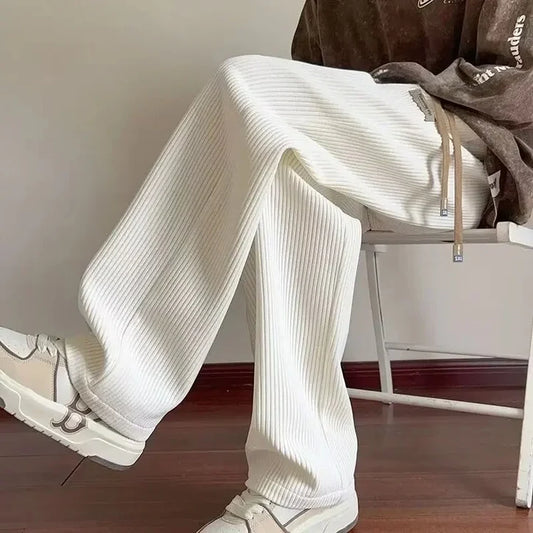 Men’s Relaxed Straight-Leg Corduroy Pants with Drawstring