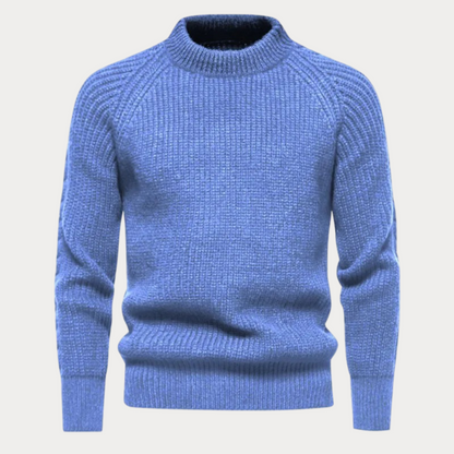 Men’s Textured Ribbed Mock-Neck Pullover Sweater