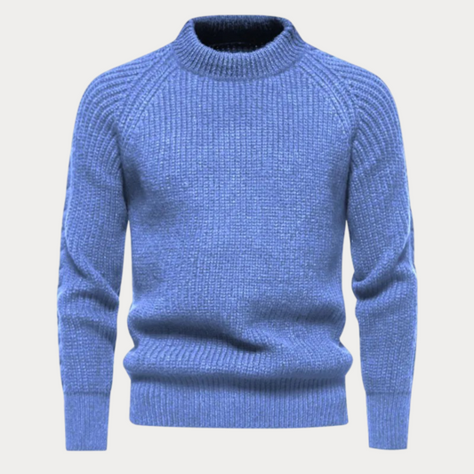 Men’s Textured Ribbed Mock-Neck Pullover Sweater