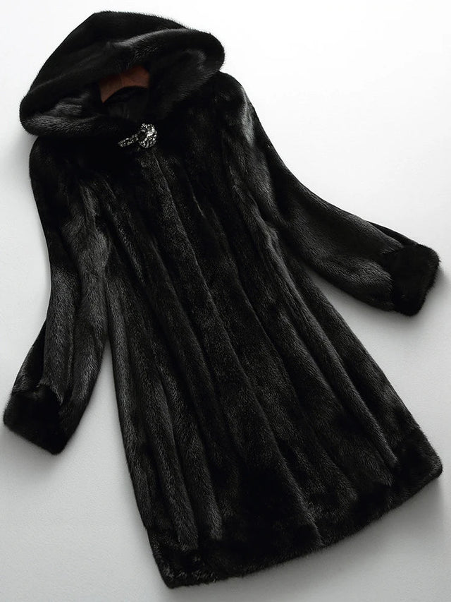 Women’s Long Faux Fur Hooded Coat