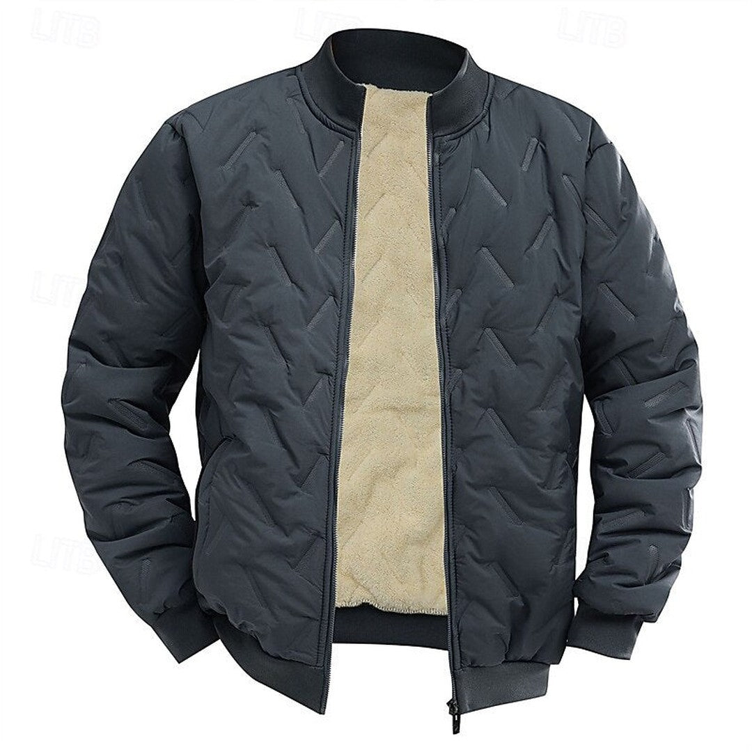 Men’s Textured Quilted Ribbed Bomber Jacket
