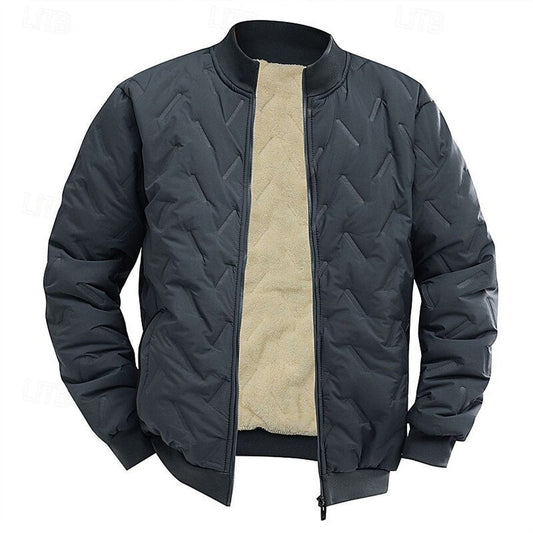 Men’s Textured Quilted Ribbed Bomber Jacket