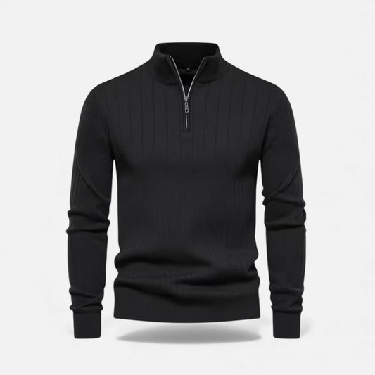 Men’s Minimalist Thermal Knit Zip-Up Sweater