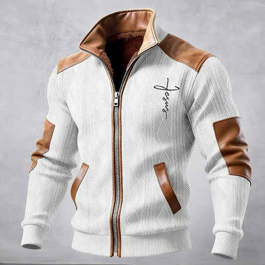 Men’s Insulated Stand-Collar Contrast-Trim Zip Jacket