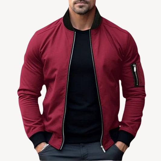 Men’s Contrast Detail Zip-Up Bomber Jacket