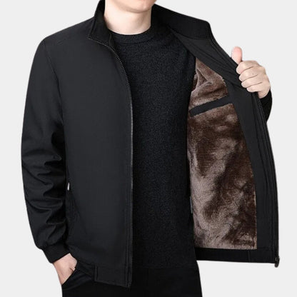Men’s Plush-Lined Stand-Collar Full-Zip Winter Jacket