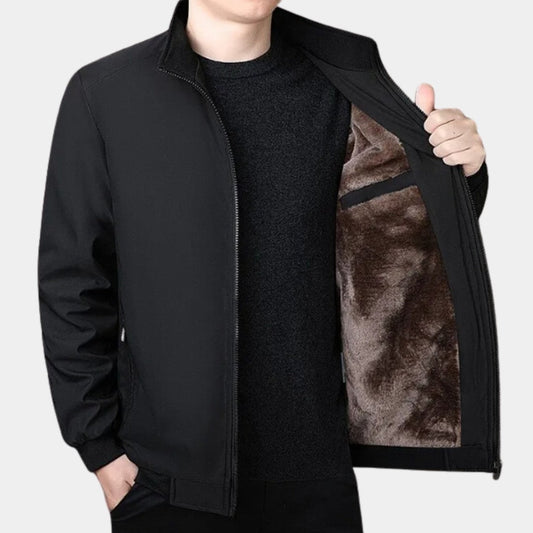 Men’s Plush-Lined Stand-Collar Full-Zip Winter Jacket