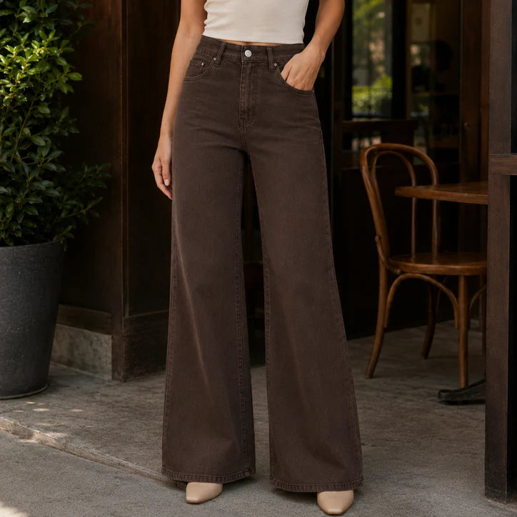 Women’s High-Rise Full-Length Wide-Leg Denim Jeans