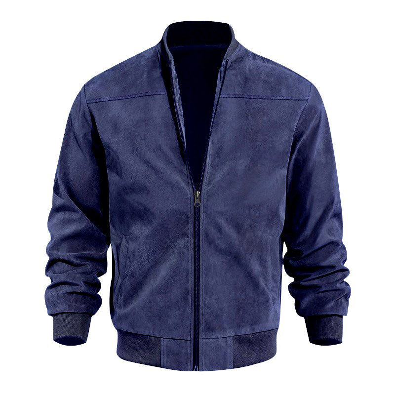 Men’s Lightweight Suede-Style Stand Collar Jacket