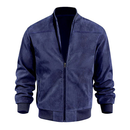 Men’s Lightweight Suede-Style Stand Collar Jacket