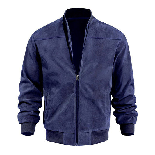 Men’s Lightweight Suede-Style Stand Collar Jacket