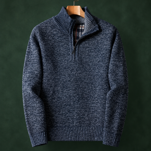 Men’s Marled Knit Mock-Neck Quarter-Zip Sweater