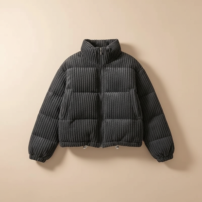 Women’s Cropped Corduroy Quilted Jacket with Boxy Fit
