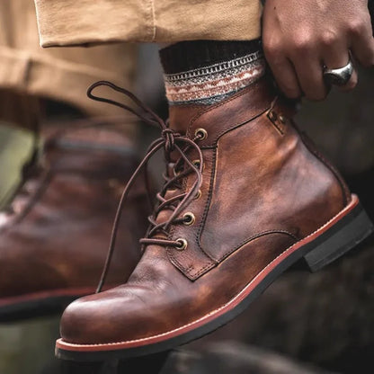 Men’s Genuine Leather Lace-Up Ankle Boots