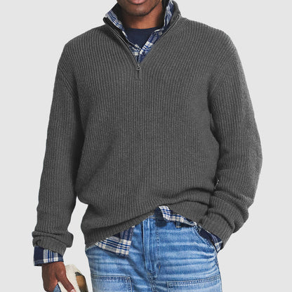 Men’s Ribbed Quarter-Zip Relaxed Knit Sweater