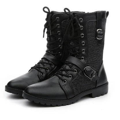 Men’s Rugged Lace-Up Boots with Adjustable Buckle Detail