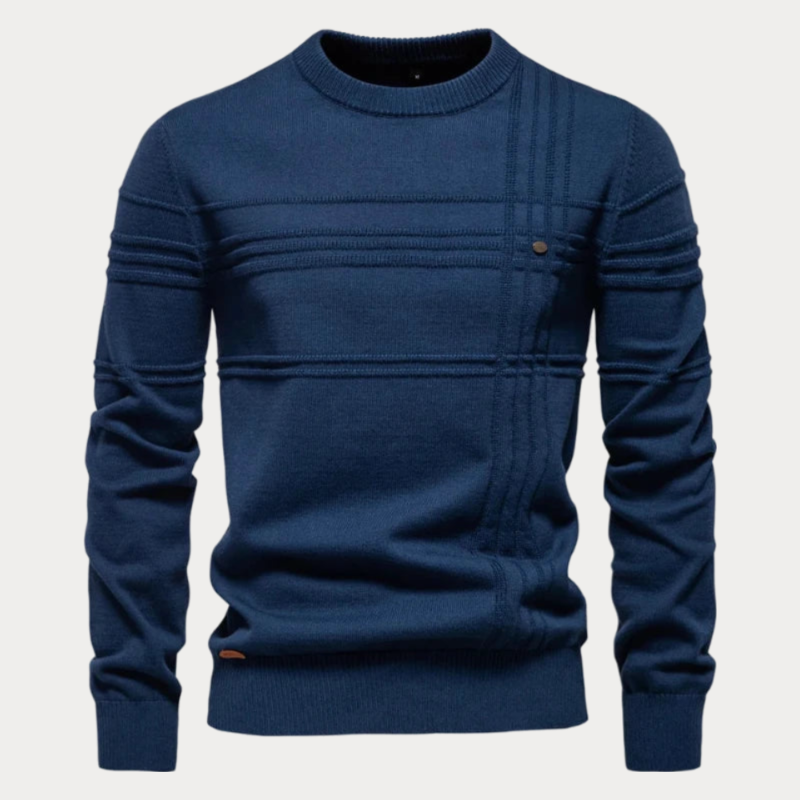 Men’s Contemporary Patterned Knit Crew Neck Pullover
