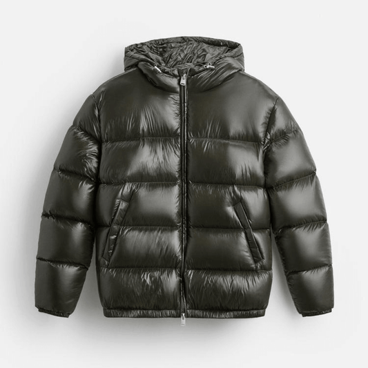 Men’s Glossy Quilted Hooded Puffer Jacket