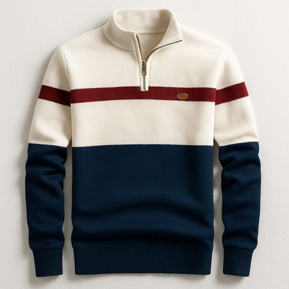 Men’s Tailored Cotton Quarter-Zip Mock Neck Sweater
