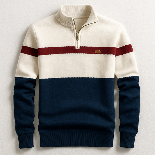 Men’s Tailored Cotton Quarter-Zip Mock Neck Sweater