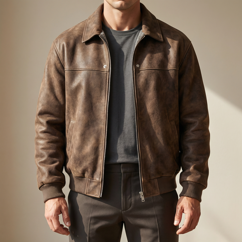 Men’s Smooth Leather Classic Zip Jacket