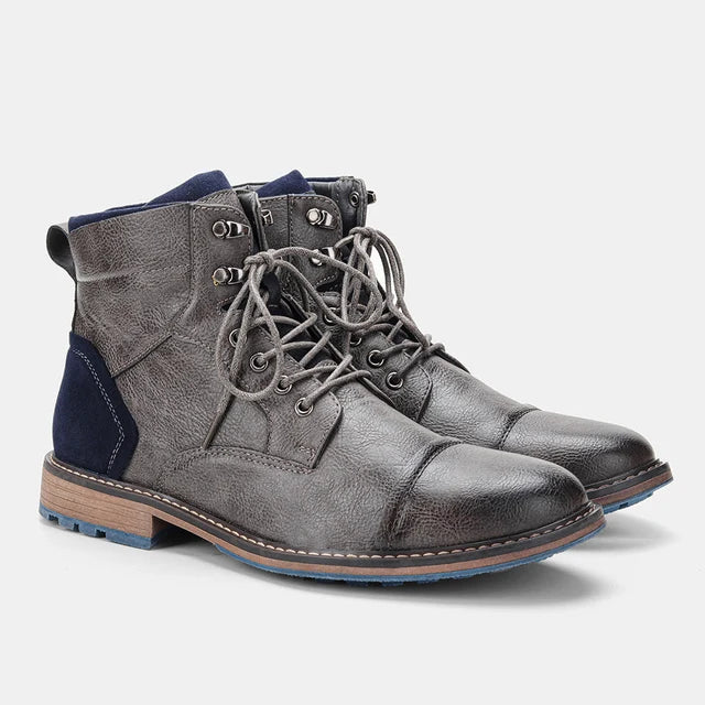 Men’s Leather-Style High-Top Boots with Ankle Support