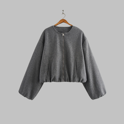 Women’s Cropped Boxy Zip Jacket with Side Pockets