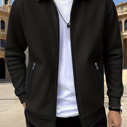 Men’s Textured Casual Full-Zip Everyday Jacket