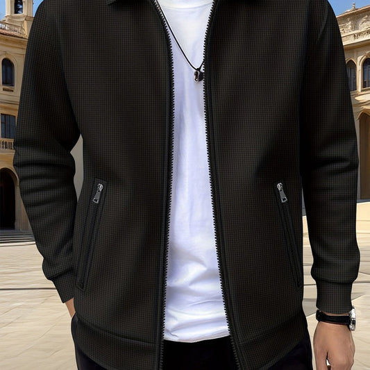Men’s Textured Casual Full-Zip Everyday Jacket