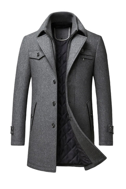 Men’s Textured Collar Warm-Lined Winter Coat